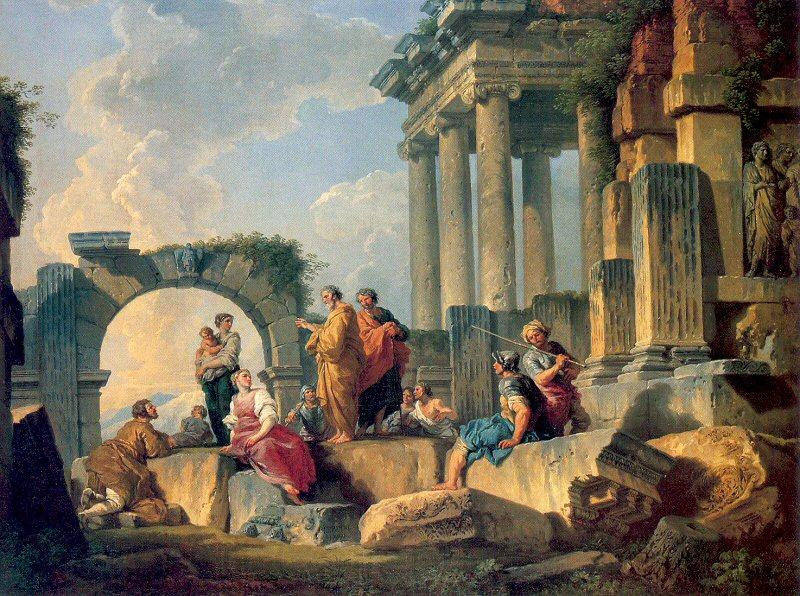 Panini, Giovanni Paolo Ruins with Scene of the Apostle Paul Preaching France oil painting art